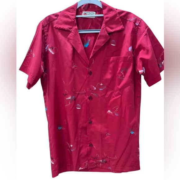 1960’s bespoke abstract custom made men’s buttons down shirt-S/M